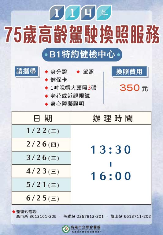 114年高齡駕駛換照日期